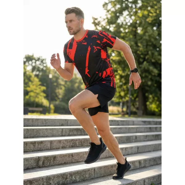  Pánské funkční triko premium ALTISPORT VOJ/ALM079TR01 ČERNOČERVENÁ 