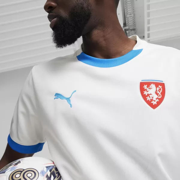  Pánský fotbalový dres PUMA FACR AWAY JERSEY REPLICA 774128_02 PUMA WHITE/IGNITE BLUE 