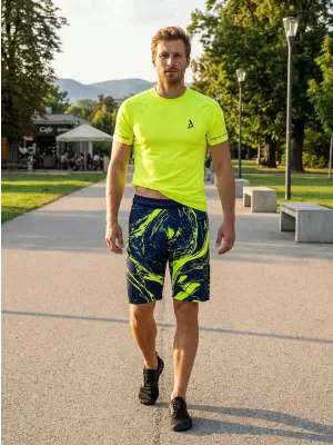 Pánské funkční šortky premium ALTISPORT VOJ/ALM071KRA01 NAVY/ŽLUTÁ