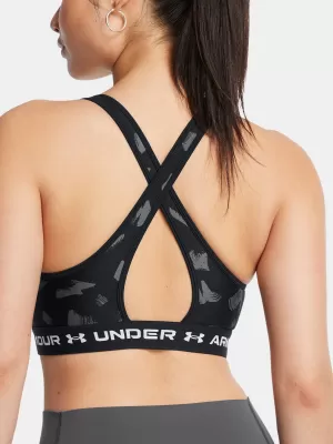 Dámská podprsenka UNDER ARMOUR CROSSBACK MID PRINT 1361042-009 ČERNÁ