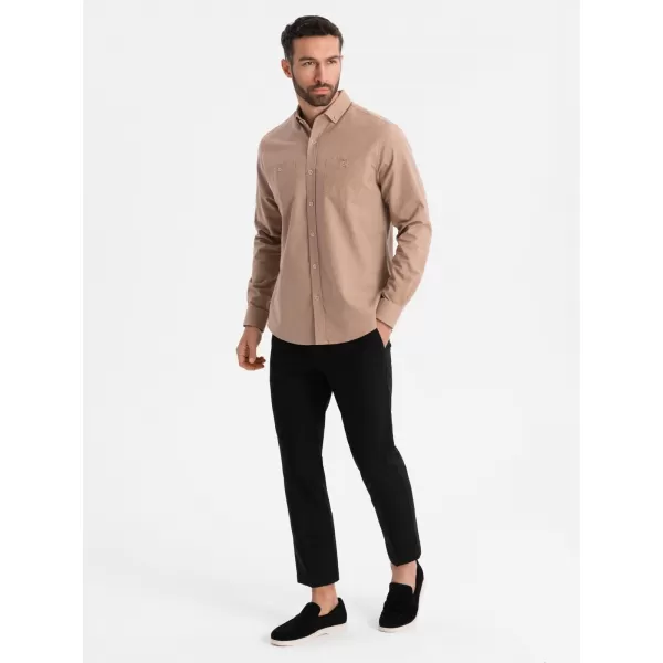  Pánská košile OMBRE OM-SHCS-0134 LIGHT BROWN 