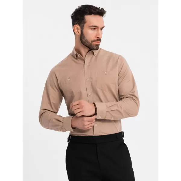  Pánská košile OMBRE OM-SHCS-0134 LIGHT BROWN 