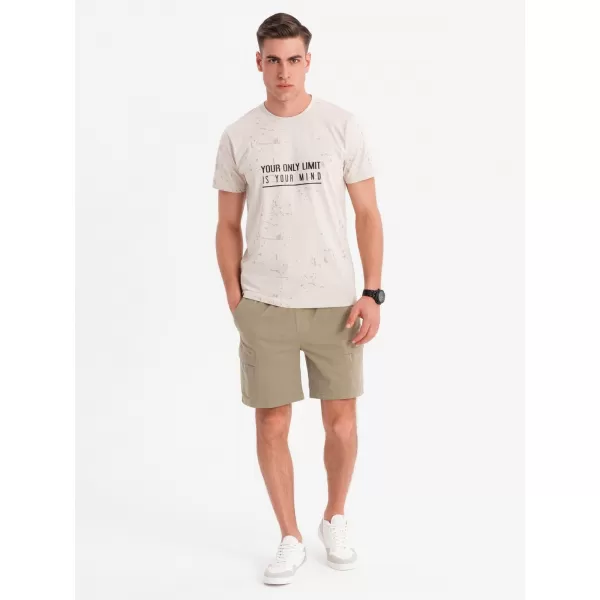  Pánské kraťasy OMBRE OM-SRCG-0194 LIGHT OLIVE 