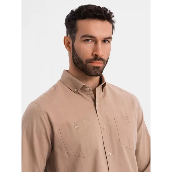  Pánská košile OMBRE OM-SHCS-0134 LIGHT BROWN 