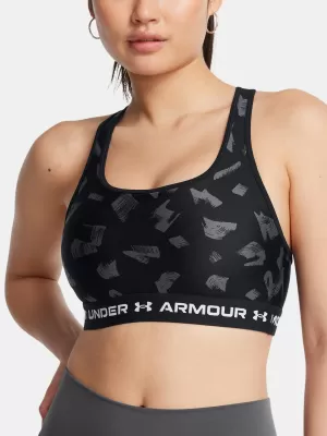 Dámská podprsenka UNDER ARMOUR CROSSBACK MID PRINT 1361042-009 ČERNÁ