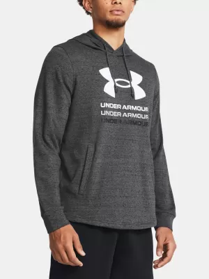 Pánská mikina UNDER ARMOUR RIVAL TERRY GRAPHIC HOOD 1386047-025 ŠEDÁ
