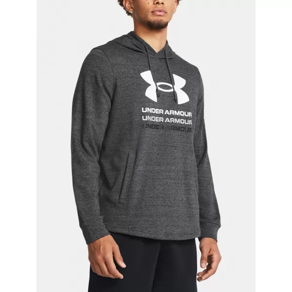  Pánská mikina UNDER ARMOUR RIVAL TERRY GRAPHIC HOOD 1386047-025 ŠEDÁ 