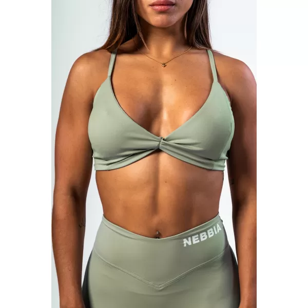  NEBBIA Sportovní podprsenka se střední oporou TWIST-KNOT 423 LIGHT GREEN 