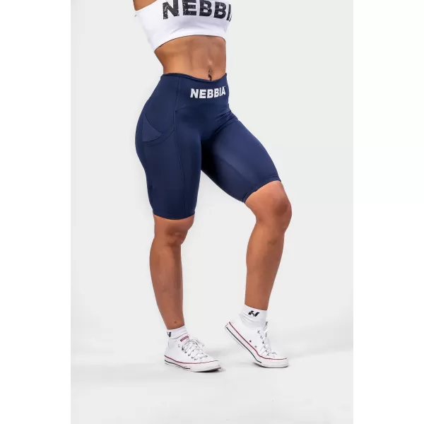  NEBBIA Cyklistické šortky s vysokým pasem 10 palce GYM THERAPY 628 DARK BLUE 