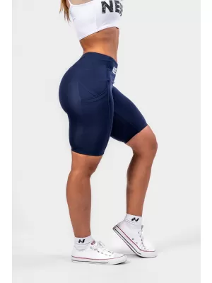 NEBBIA Cyklistické šortky s vysokým pasem 10 palce GYM THERAPY 628 DARK BLUE
