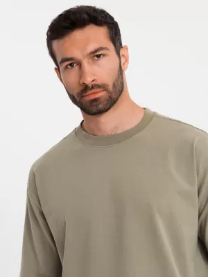 Pánské triko OMBRE OM-TSBC-0234 KHAKI