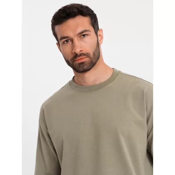  Pánské triko OMBRE OM-TSBC-0234 KHAKI 