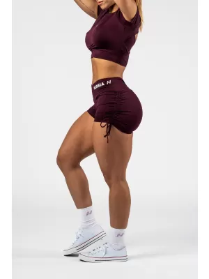 NEBBIA Push-up šortky se šněrováním STRONG BEAUTY 429 DARK RED