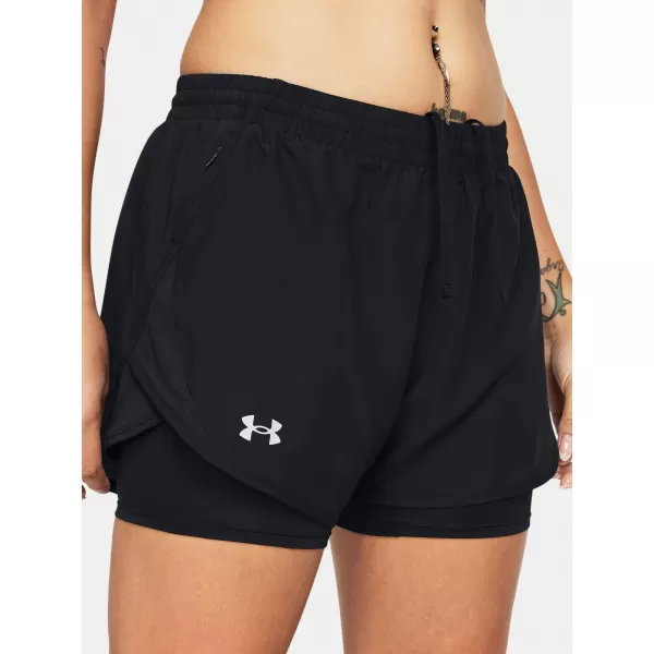  Dámské kraťasy UNDER ARMOUR FLY BY 2-IN-1 SHORTS 1382440-001 ČERNÁ 