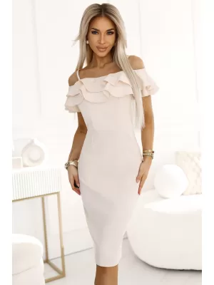 Dámské šaty NUMOCO CARMEN 599-1 BÉŽOVÁ