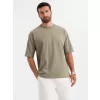 Pánské triko OMBRE OM-TSBC-0234 KHAKI