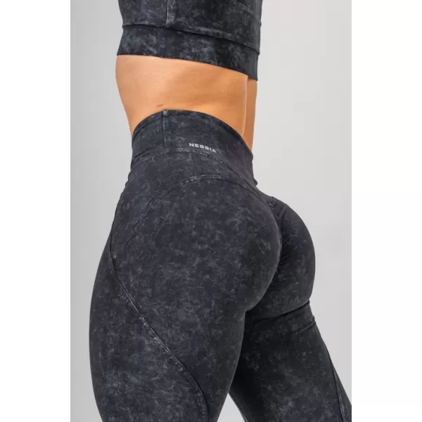  NEBBIA Washed legíny s vysokým pasem GYM WARRIOR 776 BLACK 
