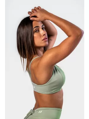 NEBBIA Sportovní podprsenka se střední oporou TWIST-KNOT 423 LIGHT GREEN
