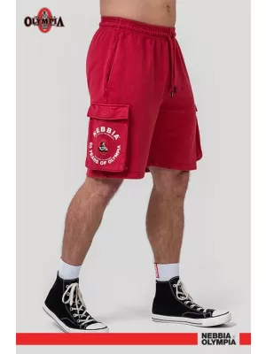 NEBBIA Washed volné cargo šortky LEGACY 787 RED