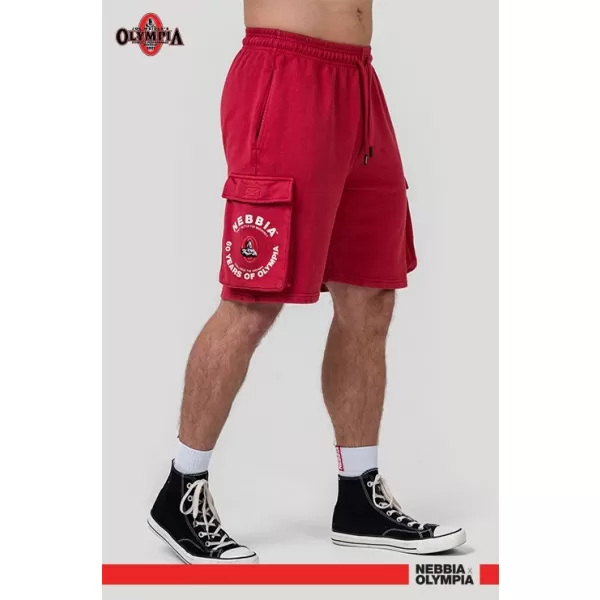  NEBBIA Washed volné cargo šortky LEGACY 787 RED 
