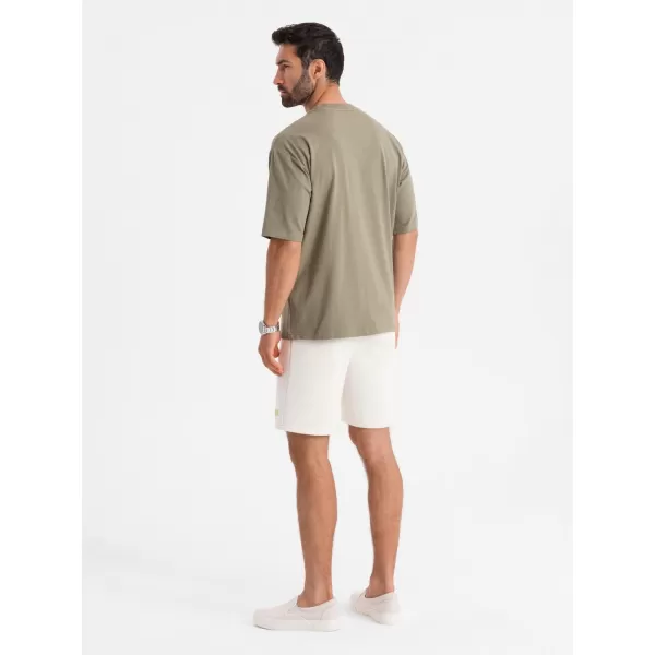  Pánské triko OMBRE OM-TSBC-0234 KHAKI 