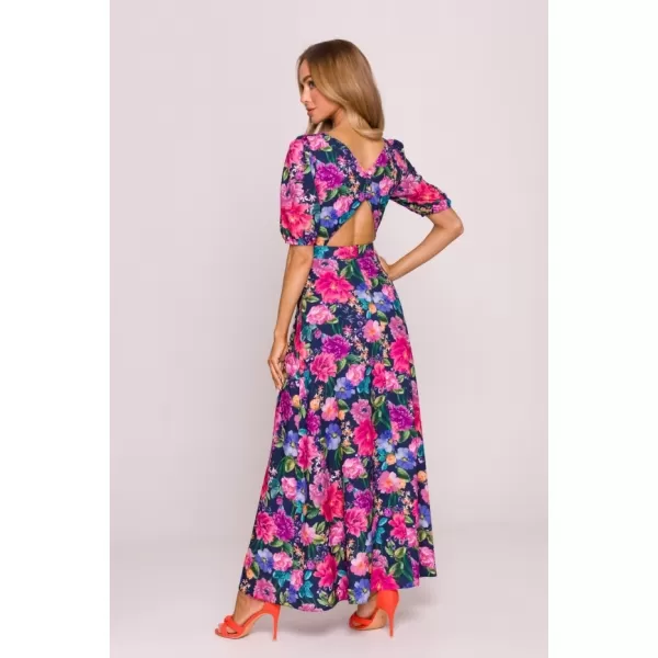  Dámské šaty MOE M858 BLUE/PINK 