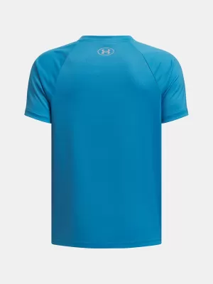 Chlapecké triko UNDER ARMOUR TECH SPLIT WORDMARK SS 1383010-452 MODRÁ