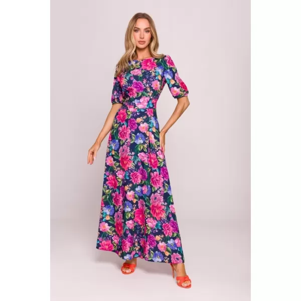  Dámské šaty MOE M858 BLUE/PINK 