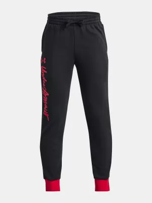Chlapecké tepláky UNDER ARMOUR RIVAL FLEECE SCRIPT JGRS 1379789-001 ČERNÁ