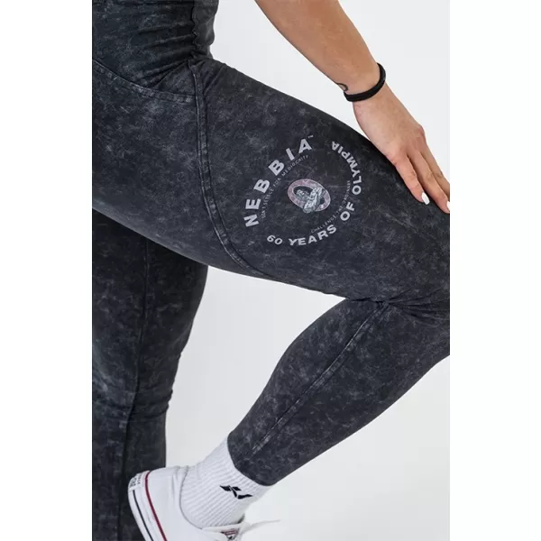 NEBBIA Washed legíny s vysokým pasem GYM WARRIOR 776 BLACK 