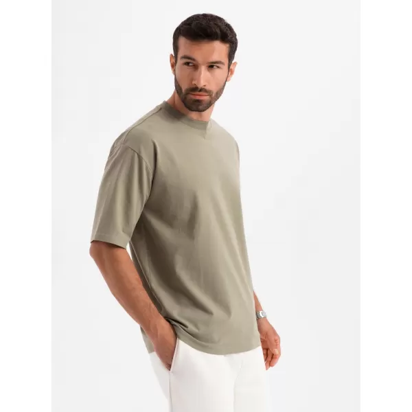  Pánské triko OMBRE OM-TSBC-0234 KHAKI 