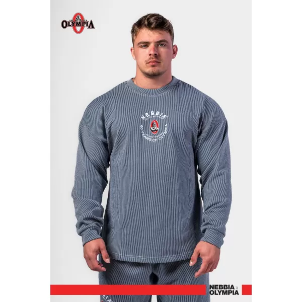  NEBBIA Oversized mikina bez kapuce SIGNATURE 797 BLUE 