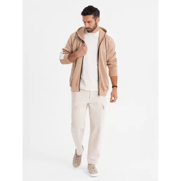  Pánská mikina OMBRE OM-SSZP-0210 BEIGE 