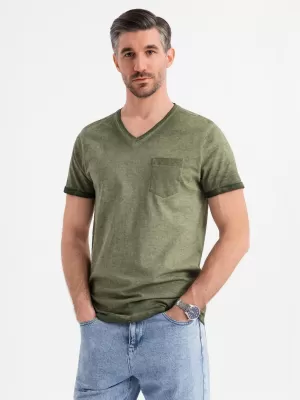 Pánské triko OMBRE OM-TSWT-0242 OLIVE
