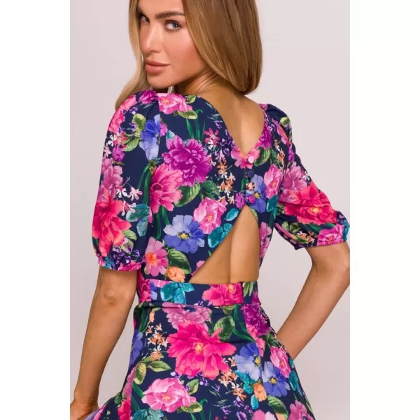  Dámské šaty MOE M858 BLUE/PINK 