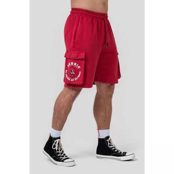  NEBBIA Washed volné cargo šortky LEGACY 787 RED 