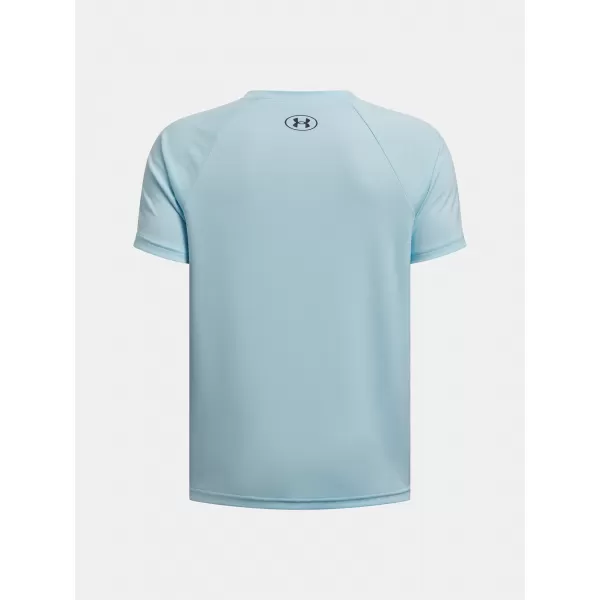  Chlapecké triko UNDER ARMOUR TECH SPLIT WORDMARK SS 1383010-494 SVĚTLE MODRÁ 