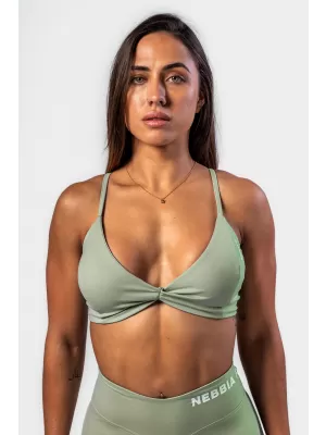 NEBBIA Sportovní podprsenka se střední oporou TWIST-KNOT 423 LIGHT GREEN