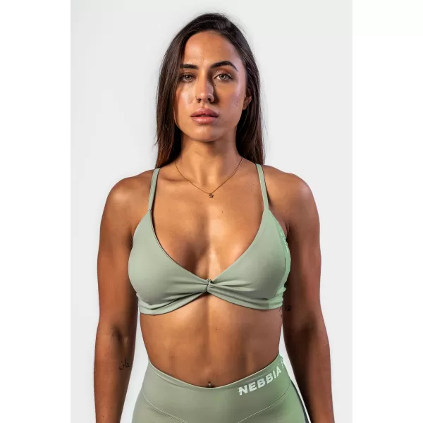  NEBBIA Sportovní podprsenka se střední oporou TWIST-KNOT 423 LIGHT GREEN 