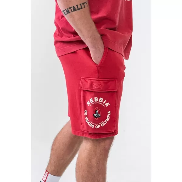  NEBBIA Washed volné cargo šortky LEGACY 787 RED 