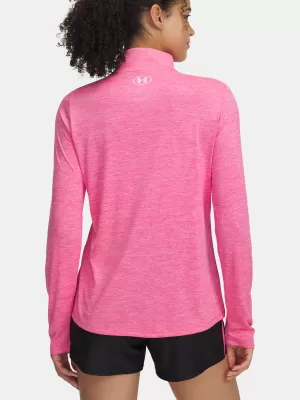Dámské triko UNDER ARMOUR TECH 1/2 ZIP- TWIST 1384225-672 RŮŽOVÁ