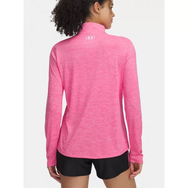  Dámské triko UNDER ARMOUR TECH 1/2 ZIP- TWIST 1384225-672 RŮŽOVÁ 