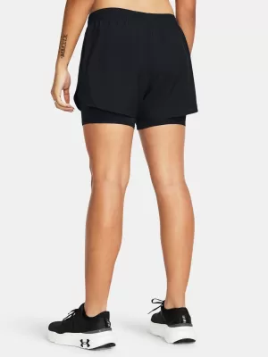 Dámské kraťasy UNDER ARMOUR FLY BY 2-IN-1 SHORTS 1382440-001 ČERNÁ