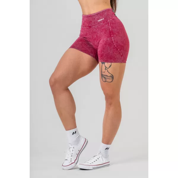  NEBBIA Washed legínové šortky s vysokým pasem HERITAGE 780 RED 