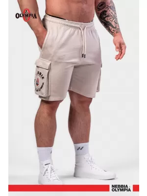 NEBBIA Washed volné cargo šortky LEGACY 787 LIGHT GREY