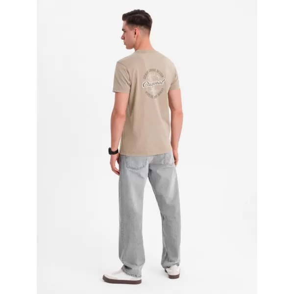  Pánské triko OMBRE OM-TSWT-0201 DARK BEIGE 