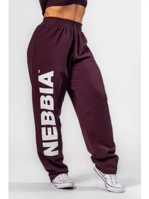 NEBBIA Volné baggy tepláky BOYFRIEND STYLE 432 DARK RED