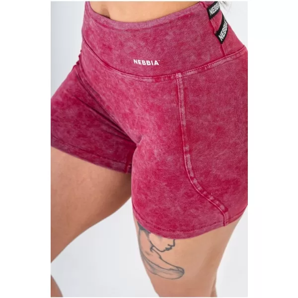 NEBBIA Washed legínové šortky s vysokým pasem HERITAGE 780 RED 