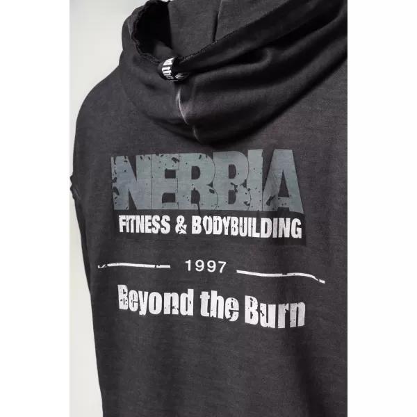  NEBBIA Washed-off mikina na zip GYM BRO 362 BLACK 