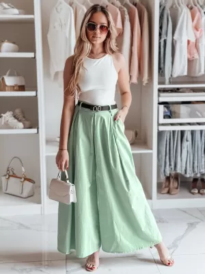Dámské kalhoty DSTREET FLOWES SVĚTLE ZELENÁ
